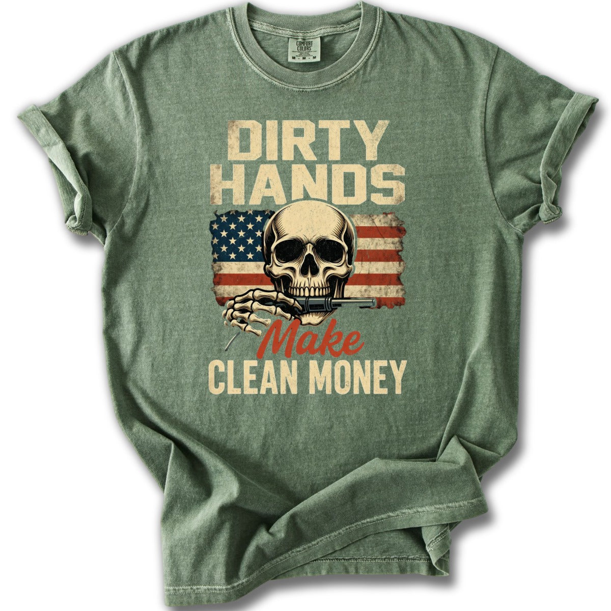 Dirty Hands Make Clean Money Skull American Flag Shirt