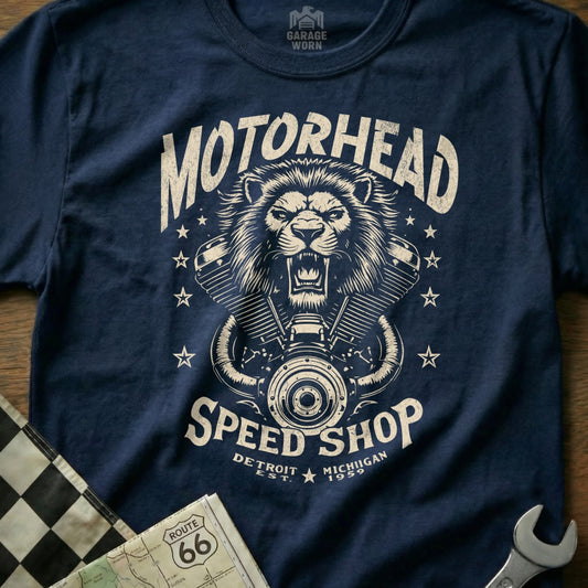 Motorhead Speed Shop Detroit Michigan graphic tee