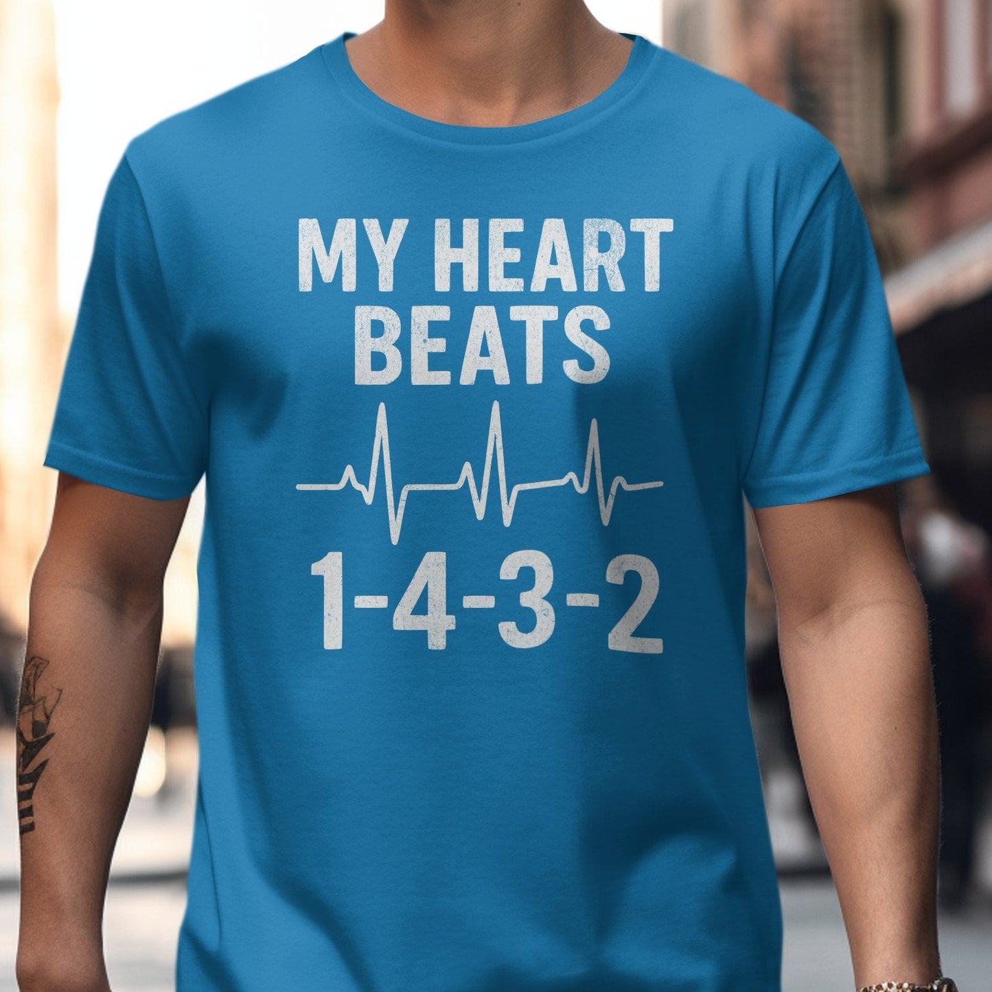 My Heart Beats 1-4-3-2 Blue Graphic T-Shirt product type