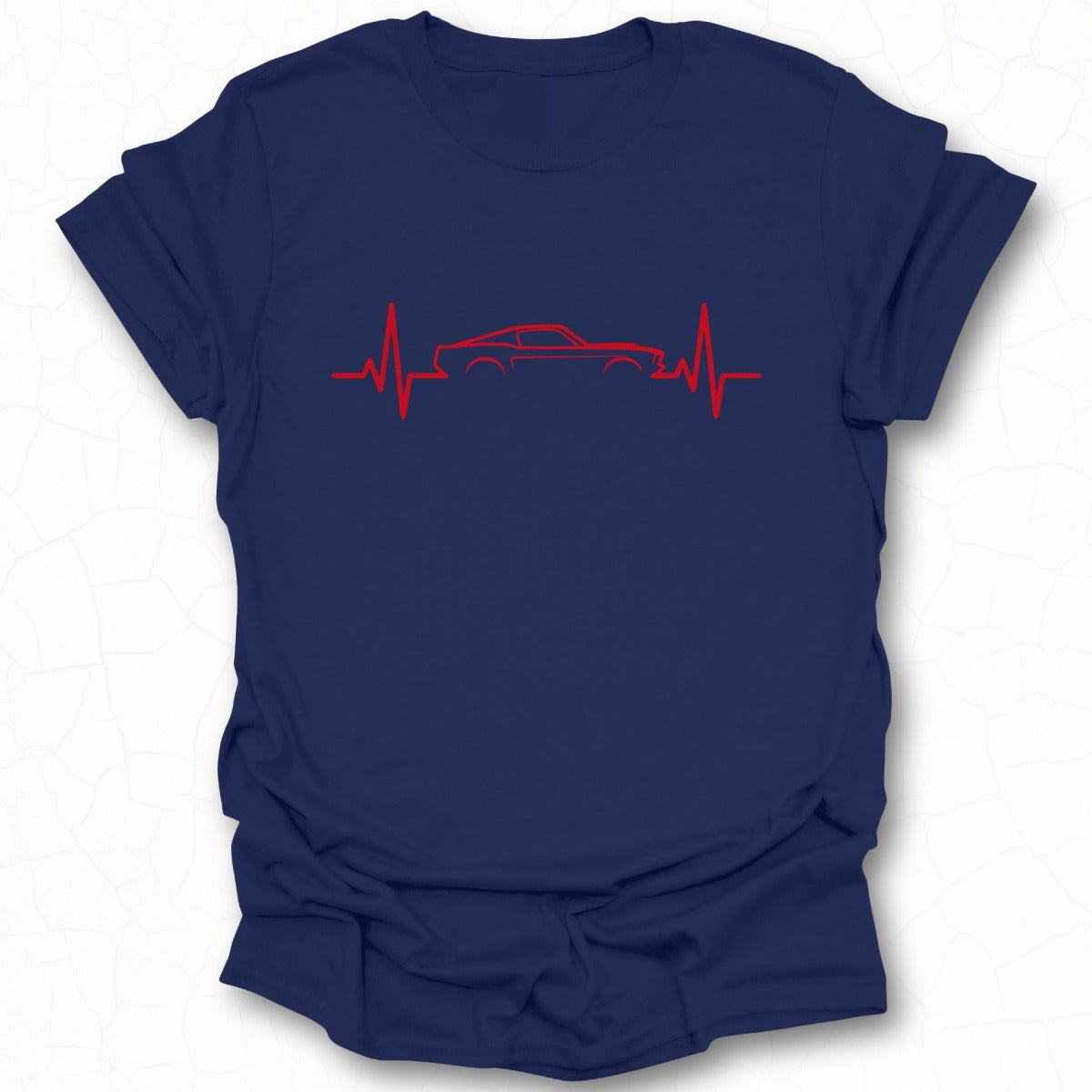 Car Heartbeat Design Blue Short Sleeve Shirt