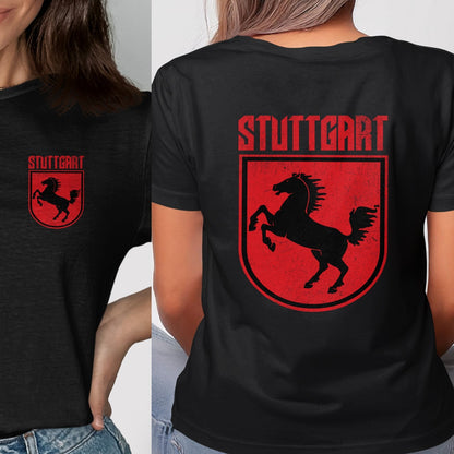 Stuttgart Black T-shirt with Red Horse Emblem product type