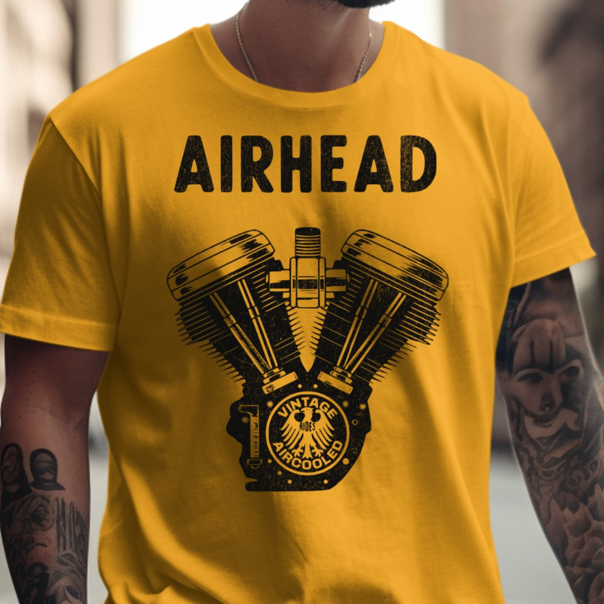 Vintage Airhead Engine Graphic Yellow T-shirt product type