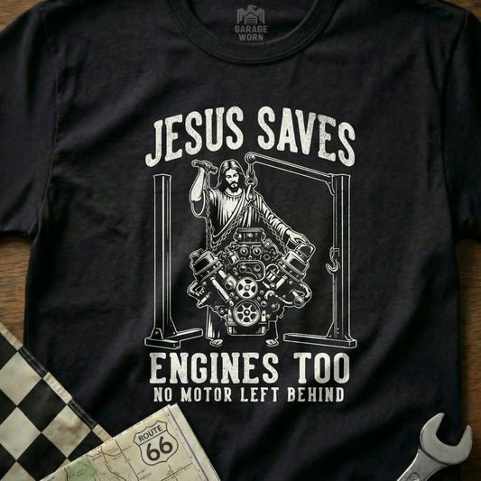 JESUS SAVES ENGINES TOO NO MOTOR LEFT BEHIND product type
