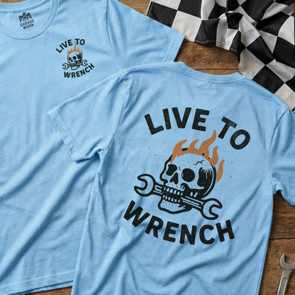 Live to Wrench Skull and Flames Graphic Product