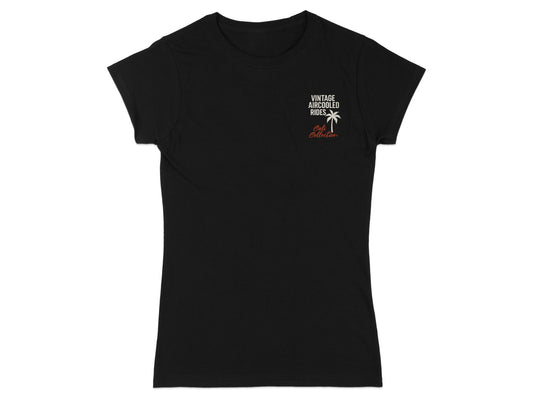 Black t-shirt with "VINTAGE AIRCOOLED RIDES Cali Collection" text and palm tree graphic.