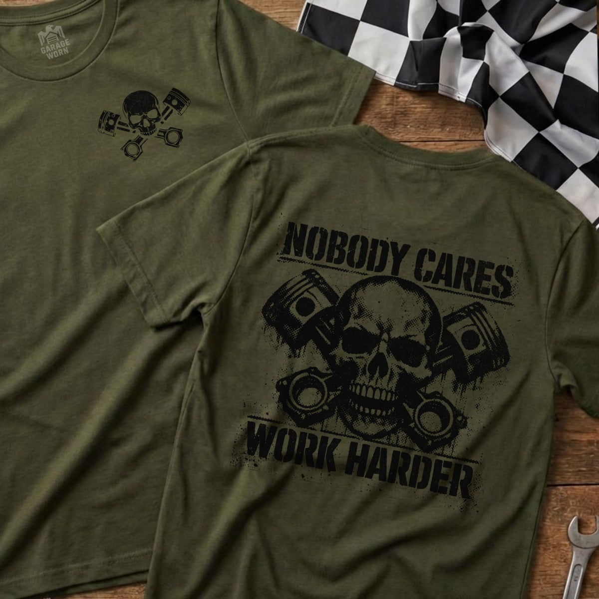 Nobody Cares Work Harder Skull Design Tee