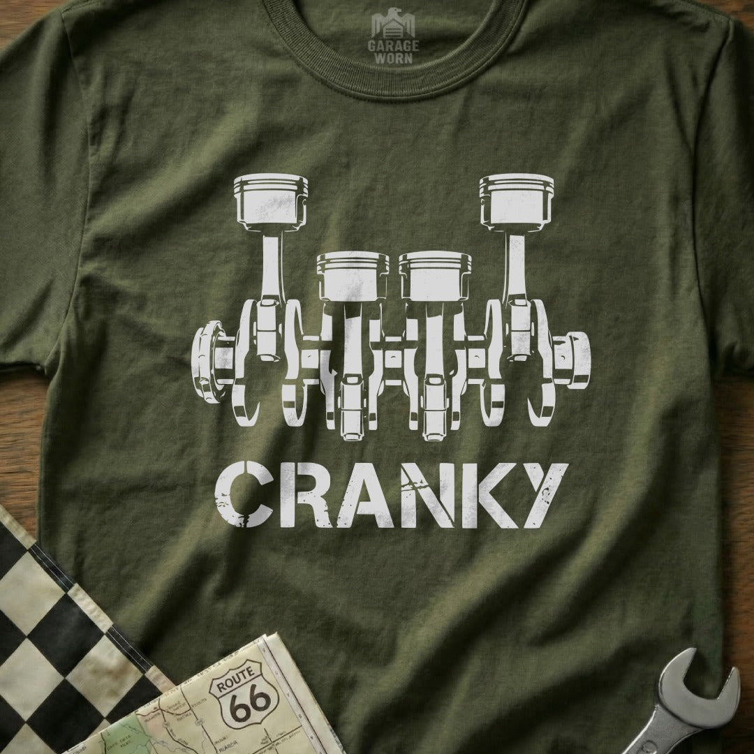 Cranky Engine Pistons Graphic Shirt for Car Enthusiasts