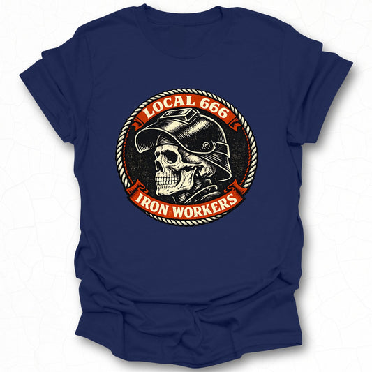 Local 666 Iron Workers Skull Helmet Apparel T-Shirt