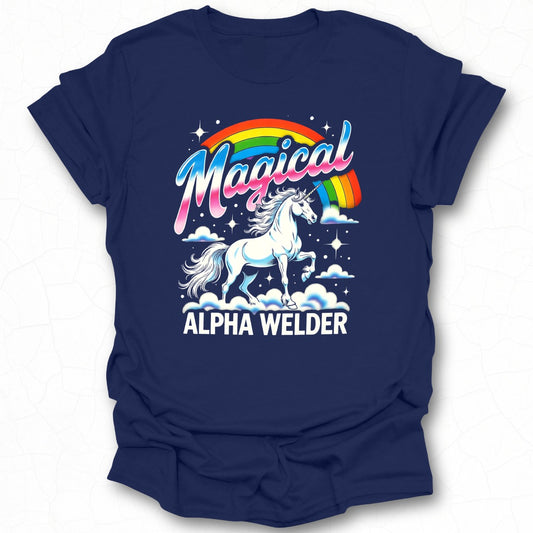 Magical Alpha Welder Unicorn Rainbow T-shirt