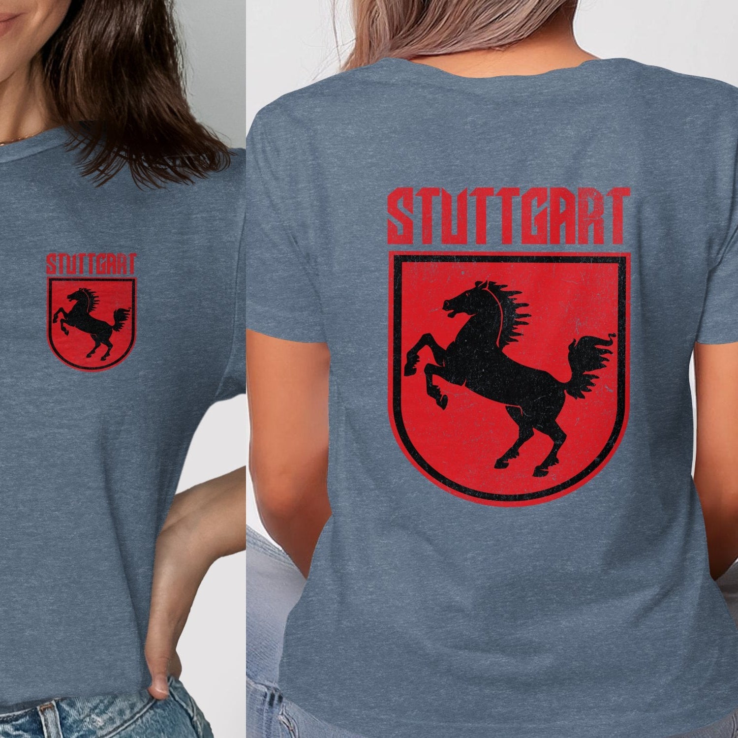 Stylish Stuttgart Horse Graphic Print Tee Shirt product