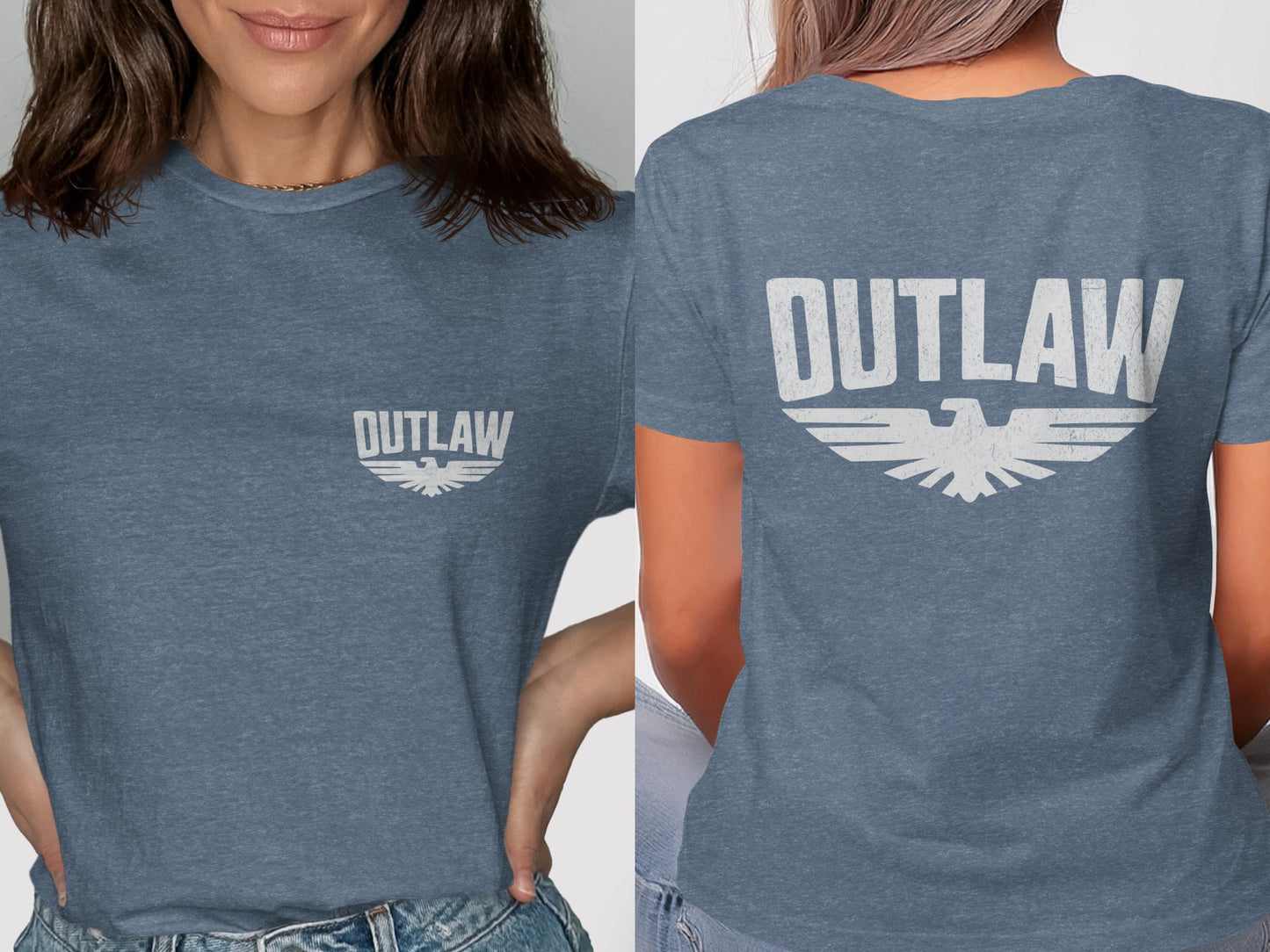 Outlaw Eagle Blue Graphic Tee Shirt product type