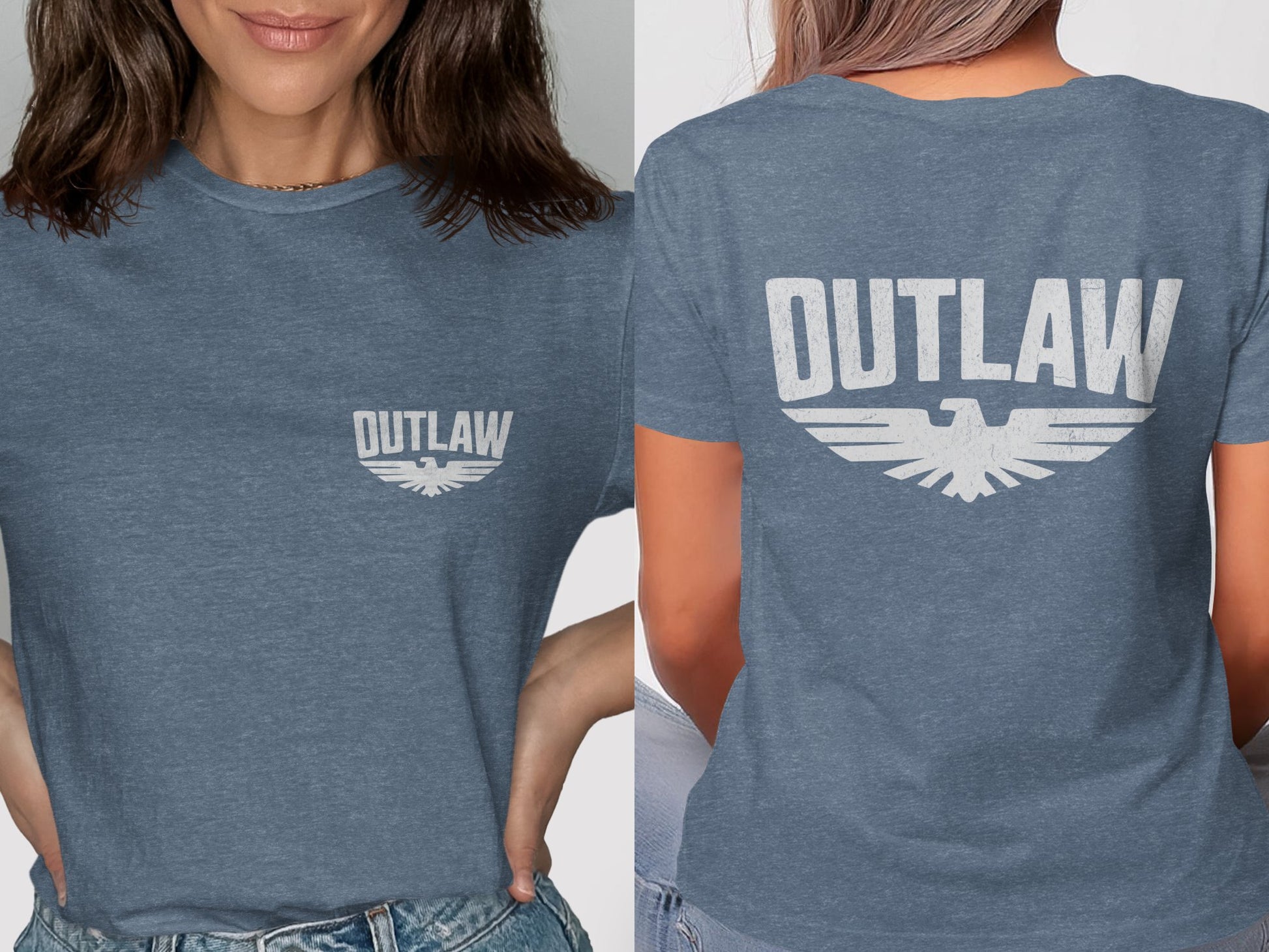 Outlaw Eagle Blue Graphic Tee Shirt product type