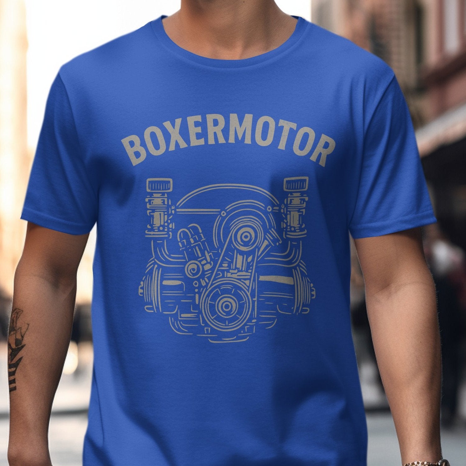 Blue Graphic T-Shirt with Boxermotor Design product type