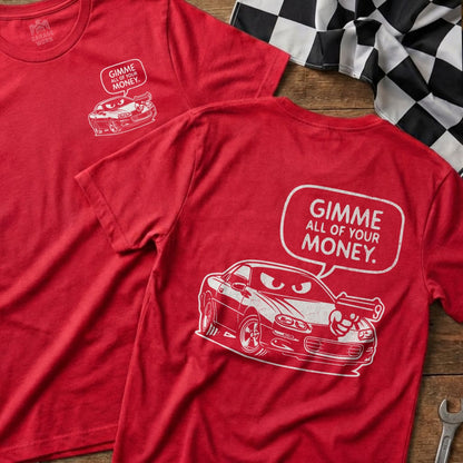 Gimme All Of Your Money Car Design Red T-Shirt product type
Red TShirt
Car Graphic Tee
Money Speech Bubble
Angry Car Design
Automotive Apparel
Muscle Car Shirt
Camaro Style Art
Unique Car Tee
Funny Car Print
Racing Inspired
Enthusiast Gift
Street Style Top
Graphic T-Shirt
Humorous Design
Auto Culture Gear
Statement T-Shirt
Custom Car Look
Vehicle Artwear
Garage Worn Brand
Pop Culture Car
