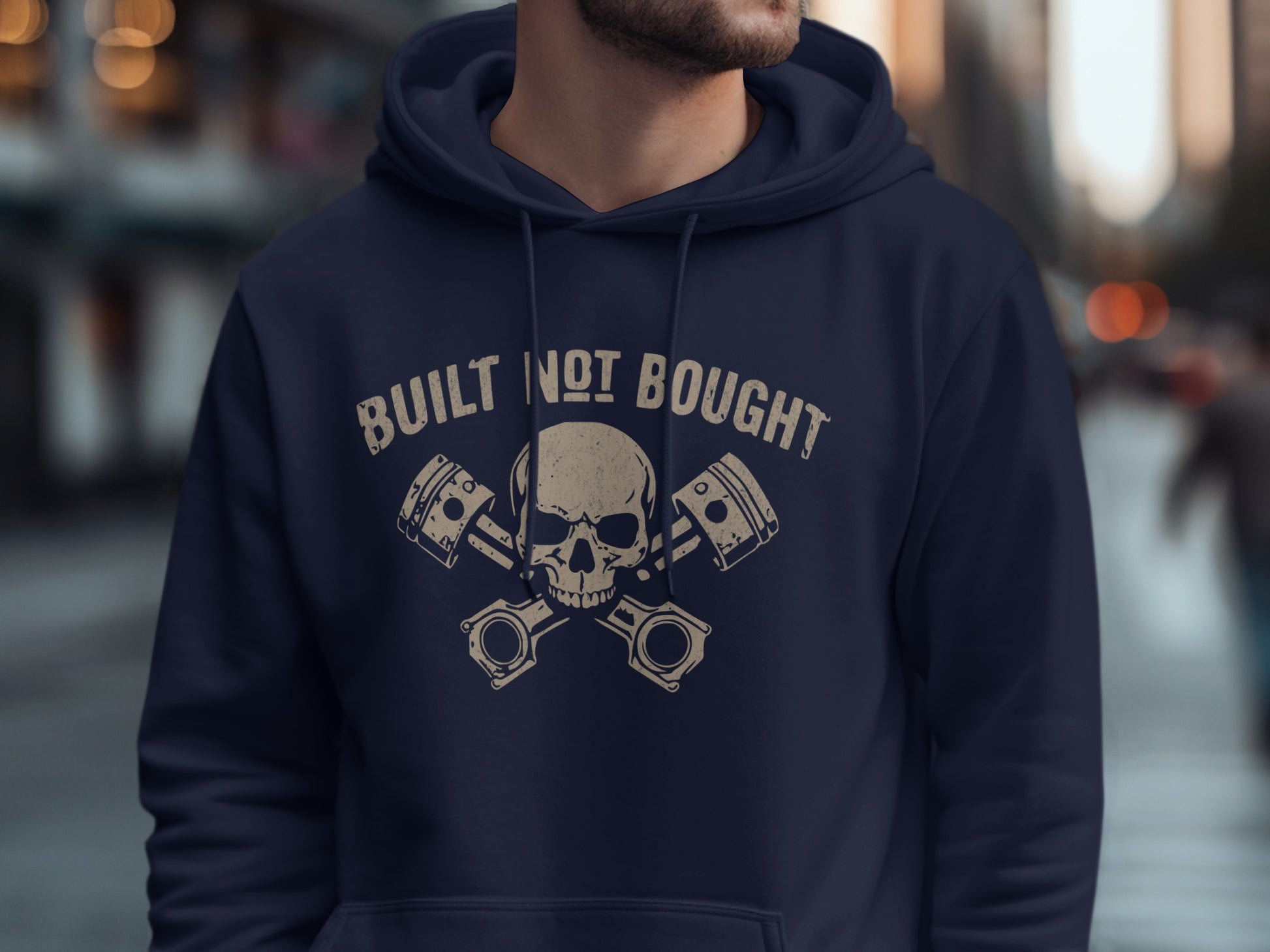 Built Not Bought Skull Piston Hoodie Sweatshirt