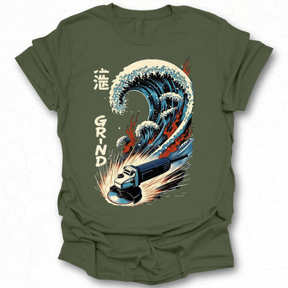 Grinding Wave Graphic Tee with Unique Design