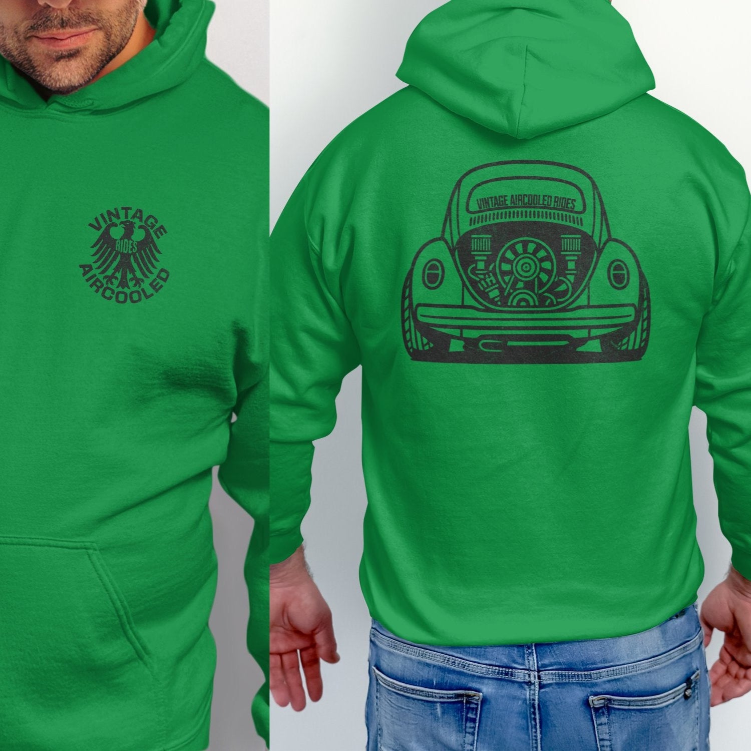 Vintage Aircooled Green Hoodie with Car Design product
