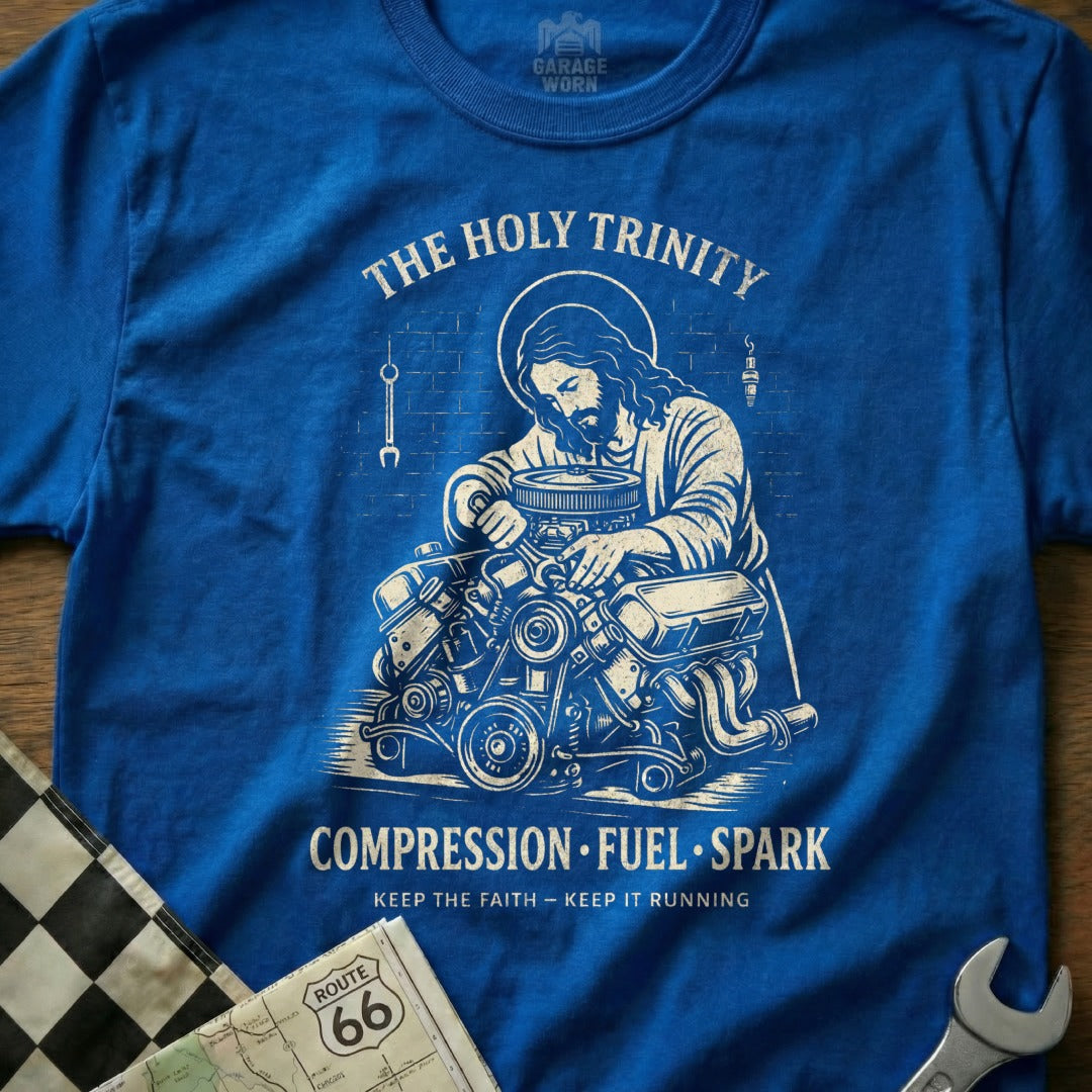 The Holy Trinity Compression Fuel Spark Jesus Engine product type
Jesus Car Engine
Holy Trinity
Compression Fuel Spark
Auto Mechanic
Garage Worn
Route 66
Keep Faith
Keep Running
Automotive Art
Mechanic Gift
Car Enthusiast
Blue Graphic
Unique Design
Engine Builder
Religious Humor
Vehicle Maintenance
Classic Car
Hot Rod
Vintage Mechanic
Car Guy Gift