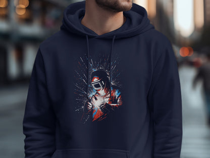 Futuristic Welder Graphic Hoodie for Sci-Fi Enthusiasts