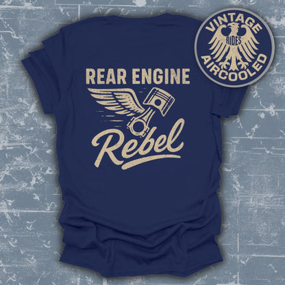 Rear Engine Rebel Blue Graphic Tee for Vintage Rides