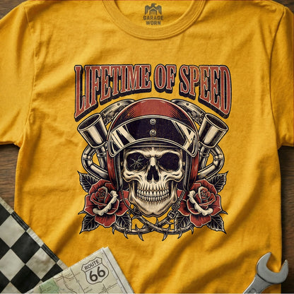 Lifetime of Speed Skull and Roses Graphic Tee