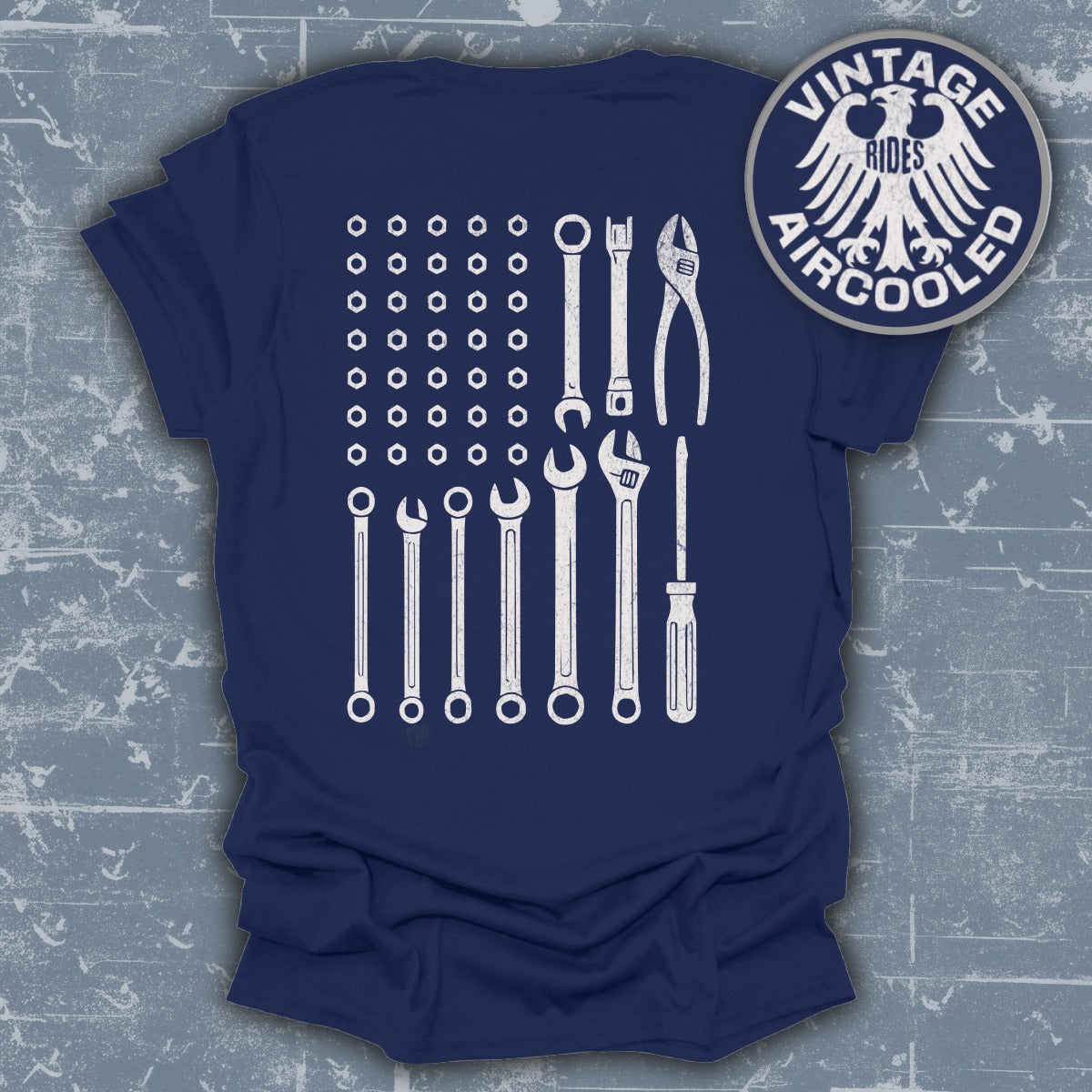 Vintage Rides Aircooled Flag Tool Design Shirt