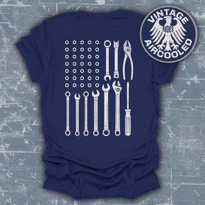 Vintage Rides Aircooled Flag Tool Design Shirt