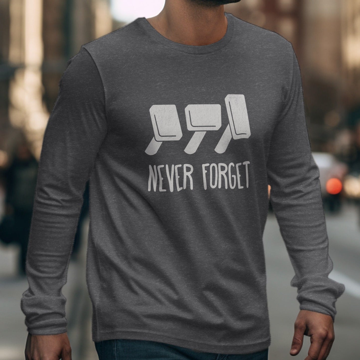 Never Forget Cassette VHS Floppy Disk Long Sleeve Shirt