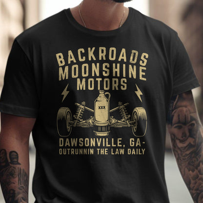 Backroads Moonshine Motors Dawsonville GA T-Shirt