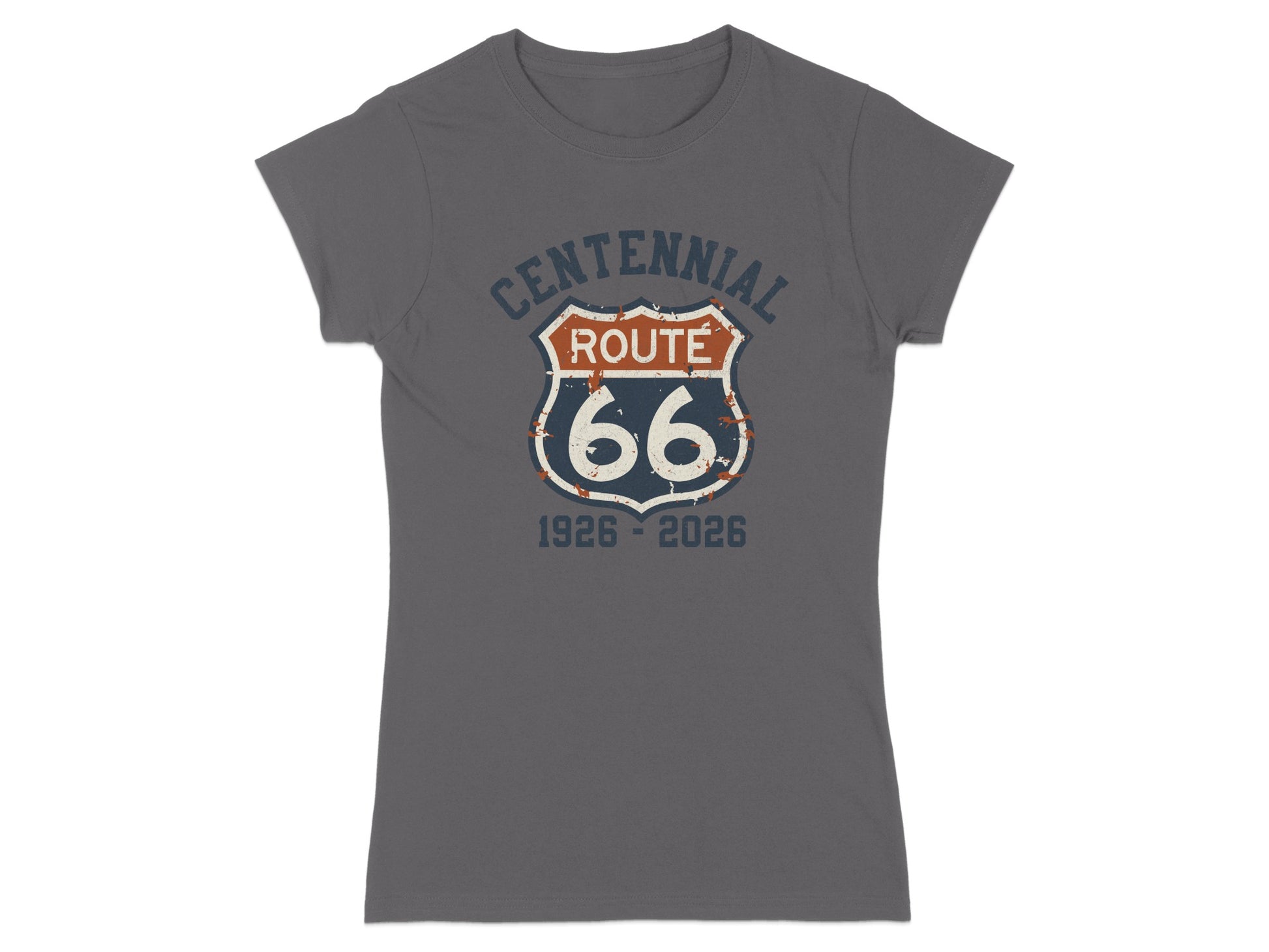 Dark grey t-shirt with Centennial Route 66 logo, 1926-2026.