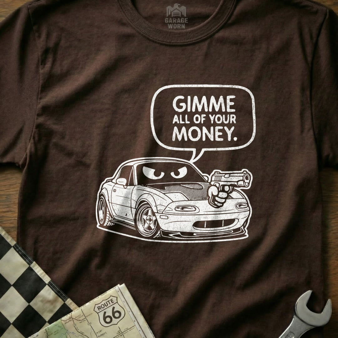Funny Car Character Demands Money T-Shirt