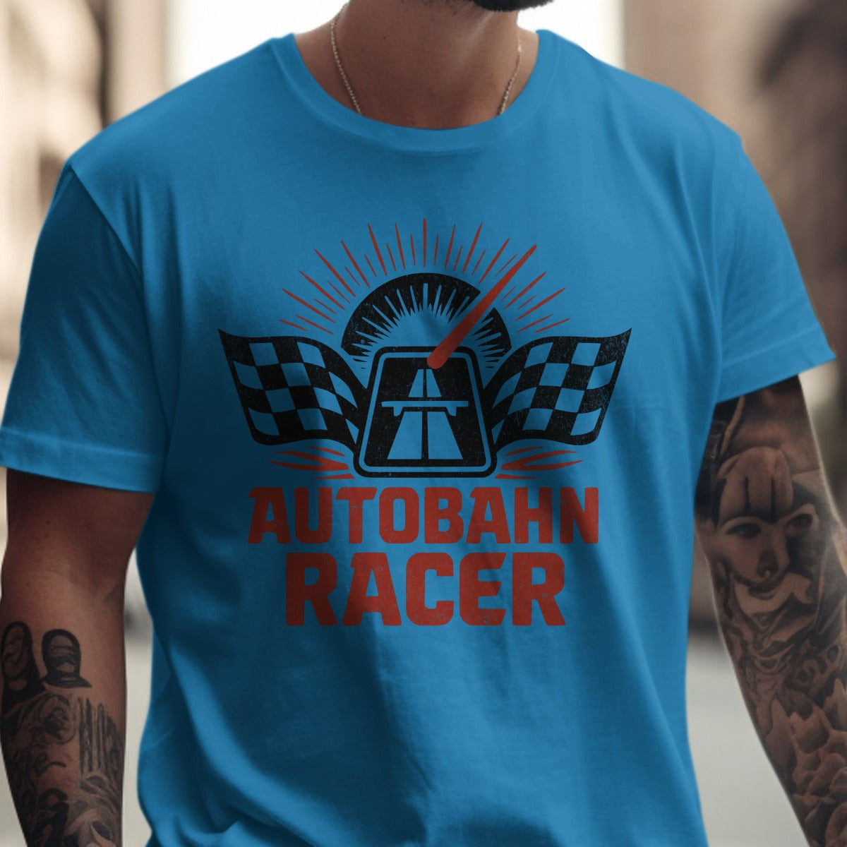 Autobahn Racer Design with Checkered Flags T-Shirt