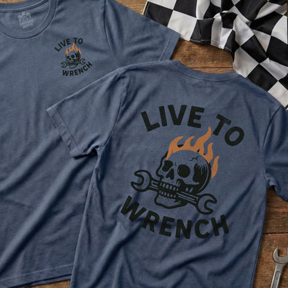 Live to Wrench Skull Flame Design Product