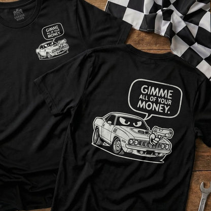 Classic Car Gun Gimme All Of Your Money Graphic product type
Muscle Car, Classic Car, Hot Rod, Automotive, Car Enthusiast, Funny Car Shirt, Gimme Money, Car Graphic, Black Tee, White Print, Cartoon Car, Retro Car, Vintage Car, Car With Gun, Speech Bubble, Racing Theme, Garage Style, Mechanic Gift, Speed Lover, Unique Design