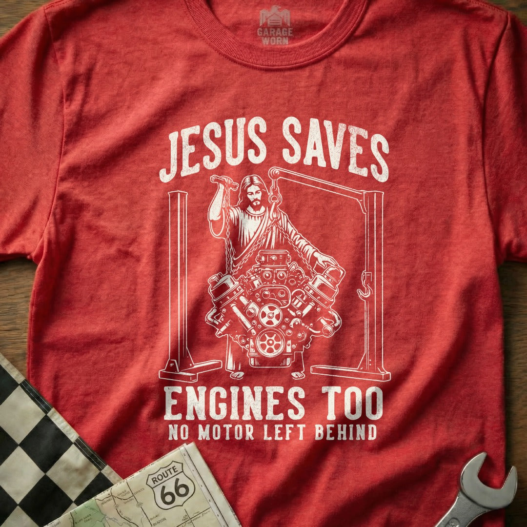 JESUS SAVES ENGINES TOO NO MOTOR LEFT BEHIND product type