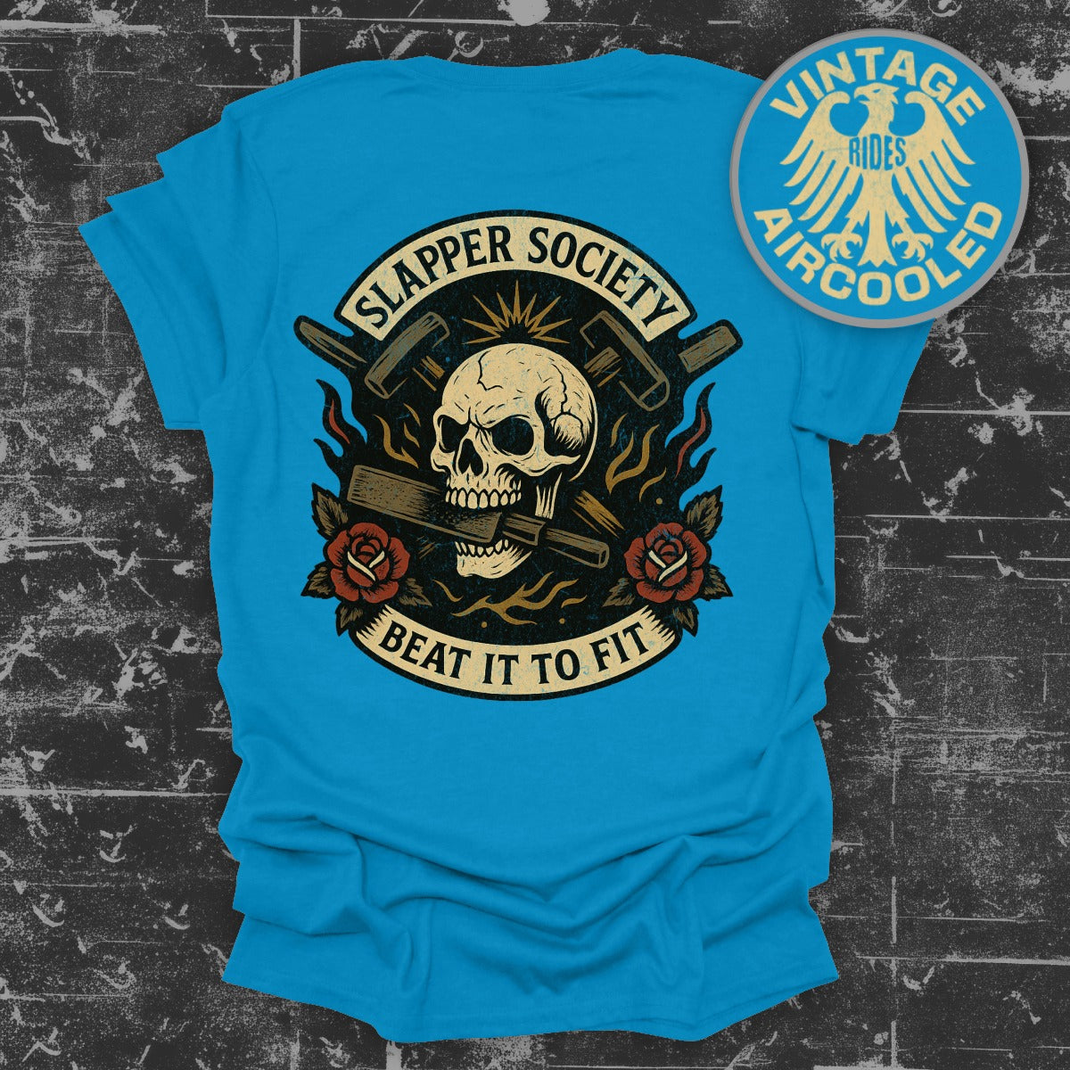 Slapper Society Skull Graphic Vintage Rides Shirt product