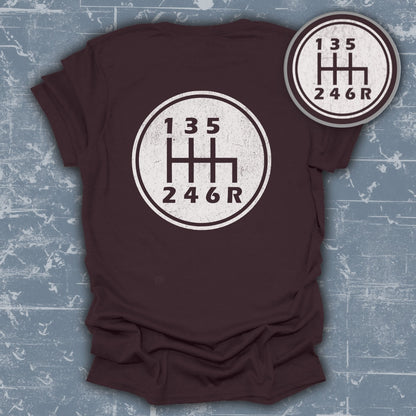 Retro Gear Shift Pattern Design T Shirt for Car Enthusiasts