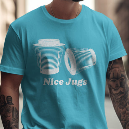 Funny Retro 'Nice Jugs' Blue T-Shirt product