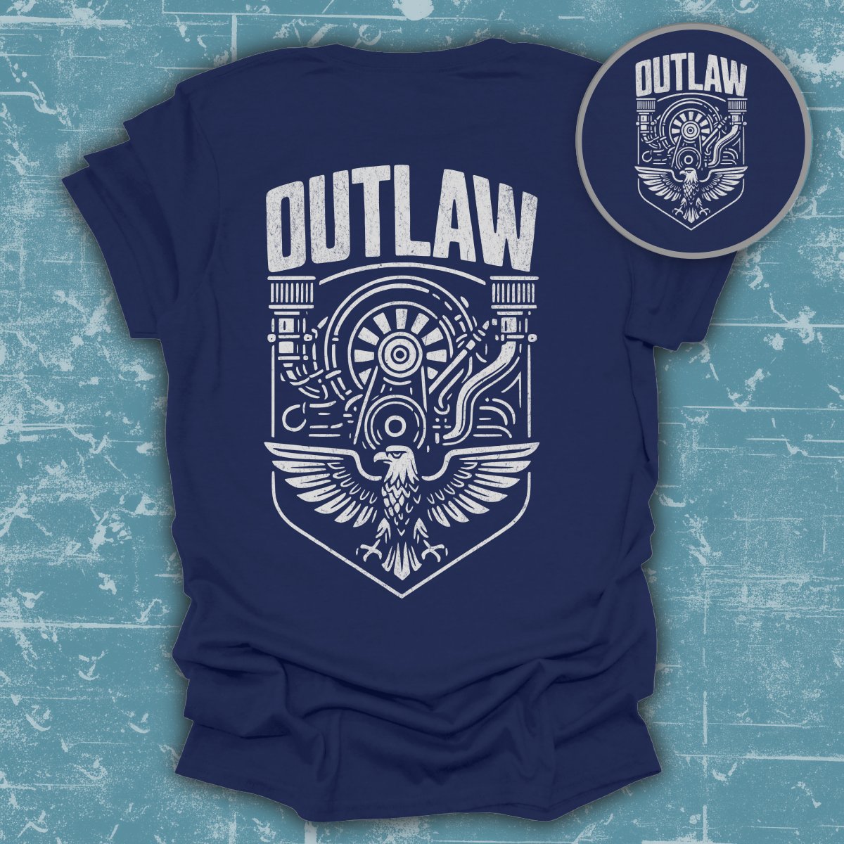 Outlaw Eagle Design Navy T-Shirt Casual Wear product