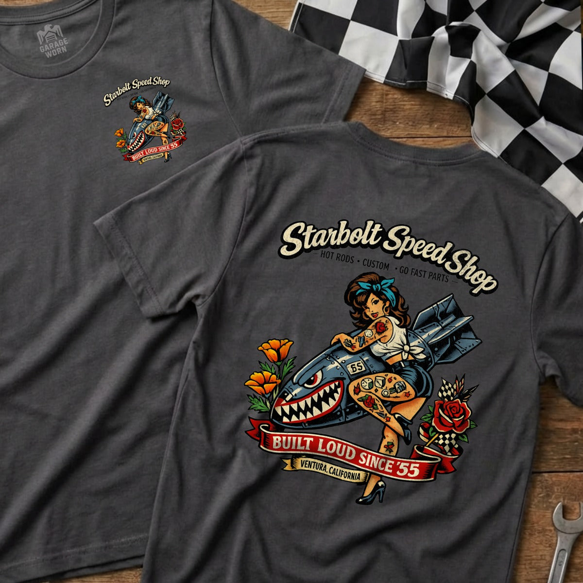 Starbolt Speed Shop Built Loud Since '55 T-shirt