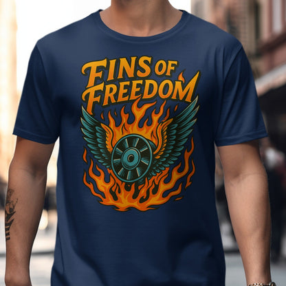 Fins of Freedom Winged Tire Flame Design Shirt product