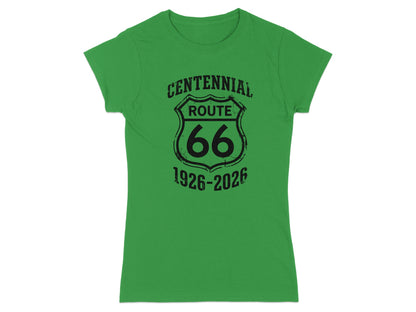 Green t-shirt with Route 66 Centennial 1926-2026 logo.