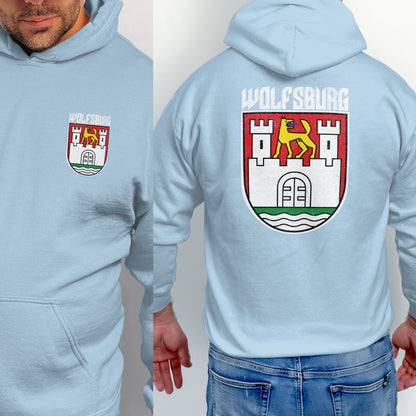 Wolfsburg shield printed light blue hoodie product
