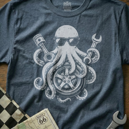 Octopus Mechanic Graphic Printed T-shirt
