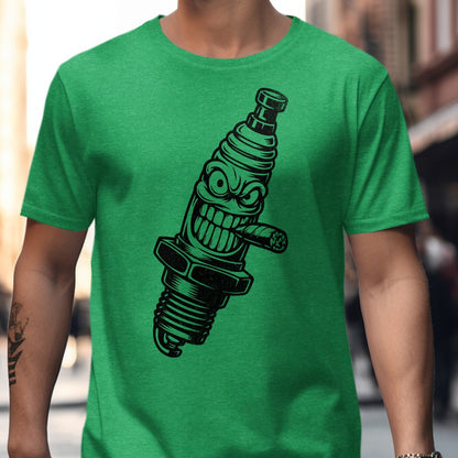 Spark Plug Smoking Graphic Green T-Shirt product