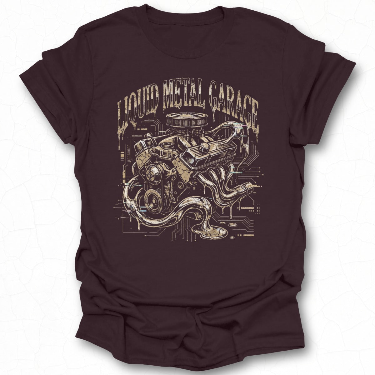 Liquid Metal Garage Engine Design T-shirt