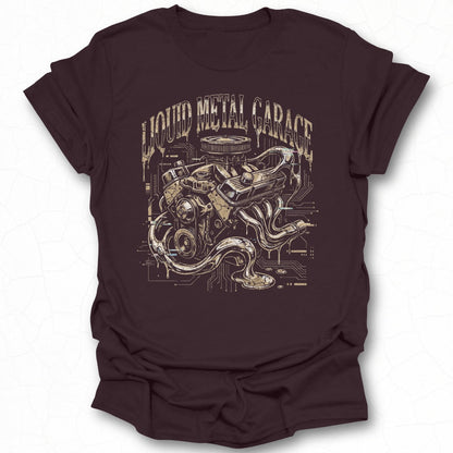 Liquid Metal Garage Engine Design T-shirt