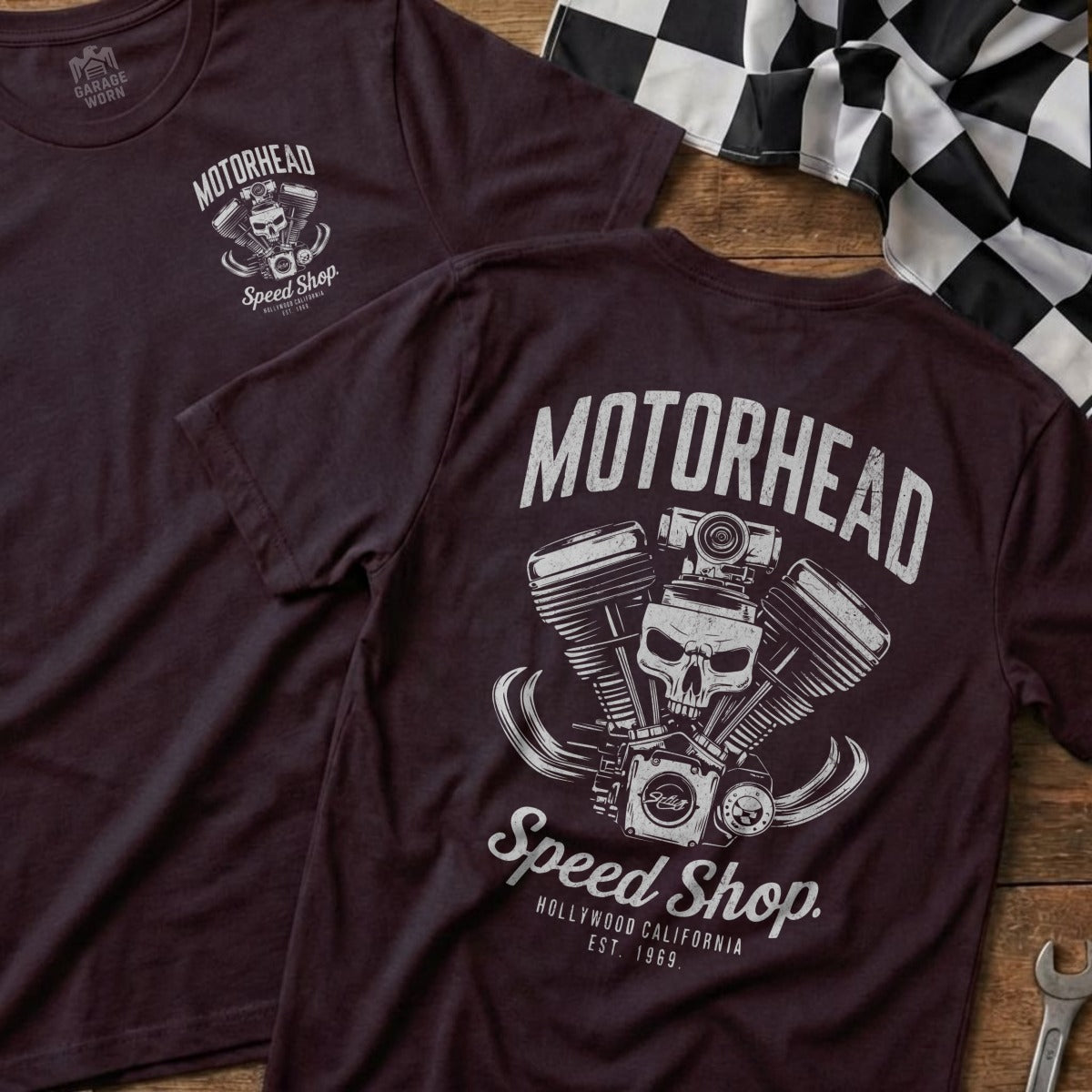 Motorhead Speed Shop Vintage Skull Engine T-Shirt