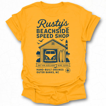 Rusty's Beachside Speed Shop Graphic T-Shirt