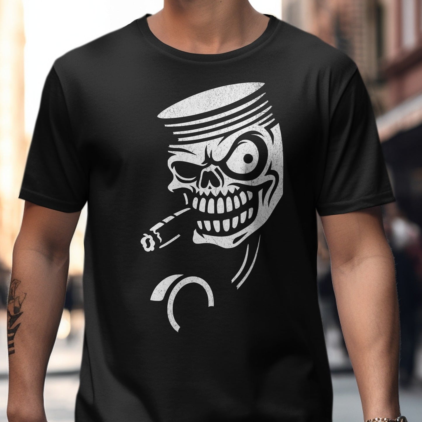 Skull with Cigarette Graphic Design T-shirt product